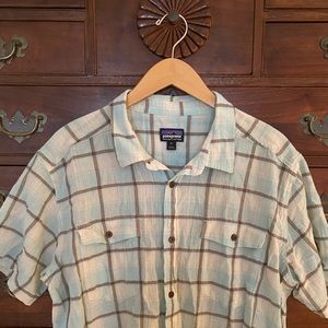 {patagonia} Men’s Organic Cotton Plaid Short Sleeve Button Down Size XL